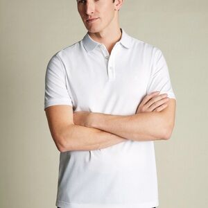 CHARLES TYRWHITT Pique Polo - White Size XXL